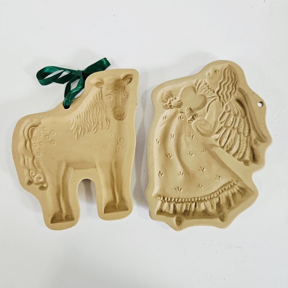 Vintage Brown Bag Cookie Art Cookie Mold 1991 1987 Retired Designs Angel & Horse